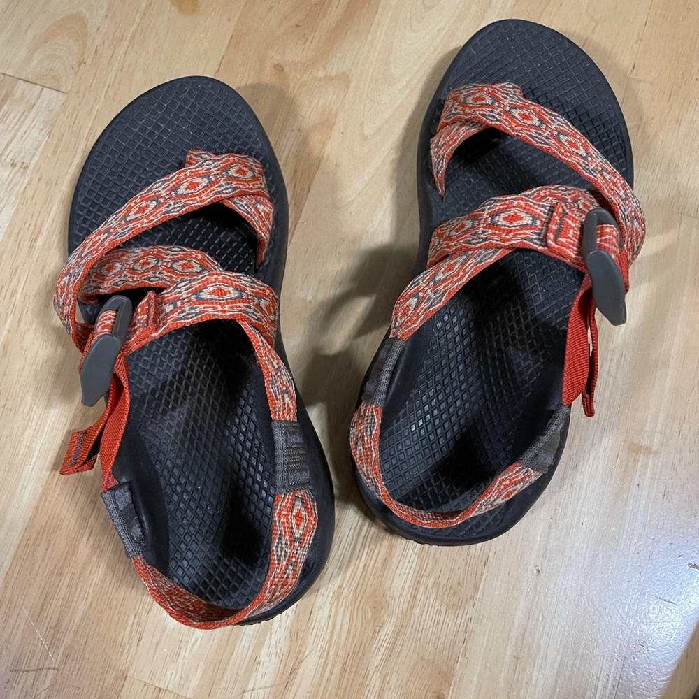 Orange Aztec print Chacos